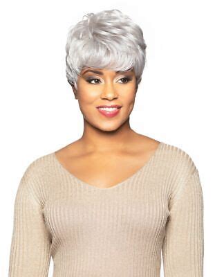 Foxy Silver Synthetic Full Wig Curly Short Celia Silver Grey Colors
