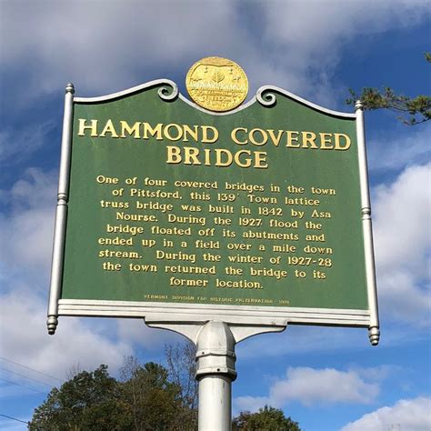 Historic Sign Hammond Covered Bridge Pittsford Vermont Paul Chandler