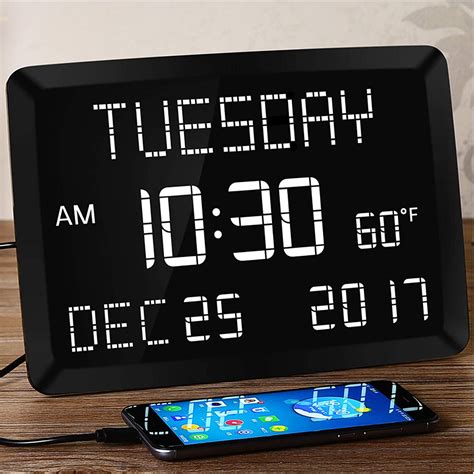 115” Digital Wall Clocklarge Calendar Day Clockimpaired Vision Led