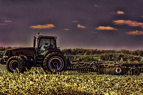 Tractors Sunset Art 1 Mixed Media By Lesa Fine Fine Art America