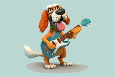 Dog Playing Guitar Vector Illustration Graphic By Breakingdots