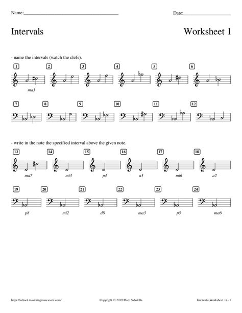 Intervals Worksheet 1 Sheet Music For Piano Solo Easy