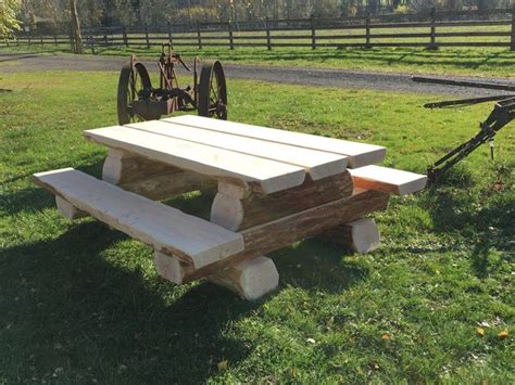 Rustic Handmade Log Outdoor Picnic Table Custom Handmade Log Rustic