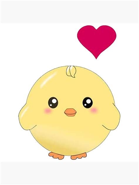 Cute Yellow Chick With Red Love Heart Sweet Kawaii