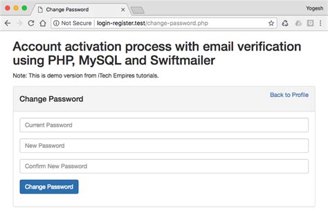 Change User Password By Validating Current Password In Php Mysql