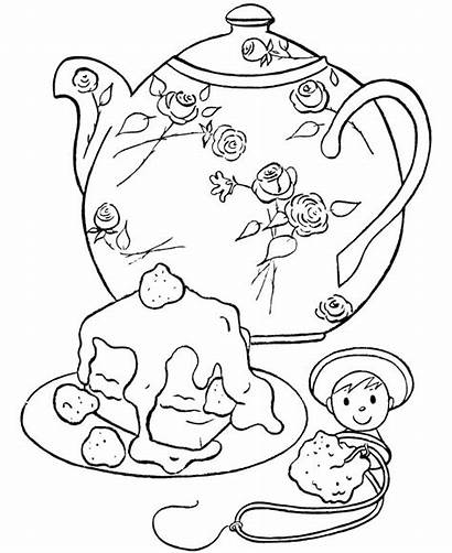 Coloring Tea Pages Party Birthday Teapot Cake