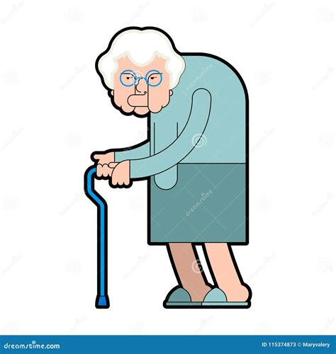 grandmother with stick isolated grandma vector illustration stock vector illustration of