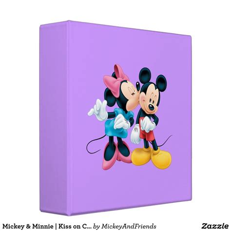 Mickey And Minnie Kiss On Cheek 3 Ring Binder Minnie