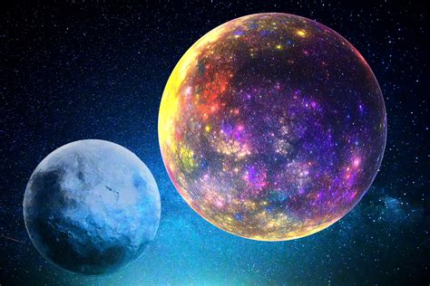 Two Purple And Blue Planets Wallpaper Space Stars Universe