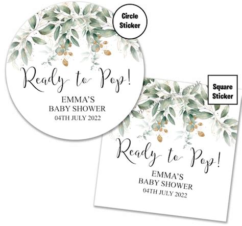 Personalised Baby Shower Stickers Ready To Pop Baby Shower Etsy
