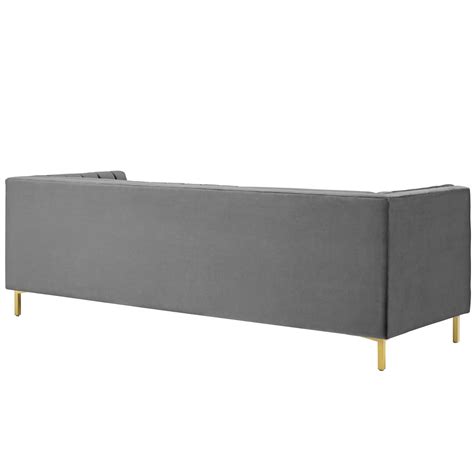 Ingenuity Channel Tufted Grey Velvet Sofa Las Vegas Furniture Store