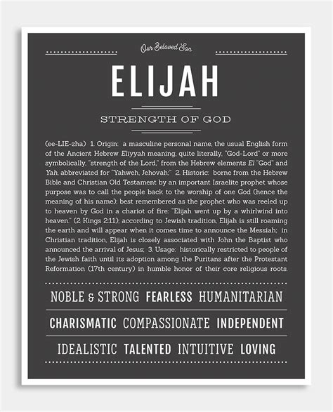 Elijah Classic Name Print Boy Names Gender Neutral Names Classic