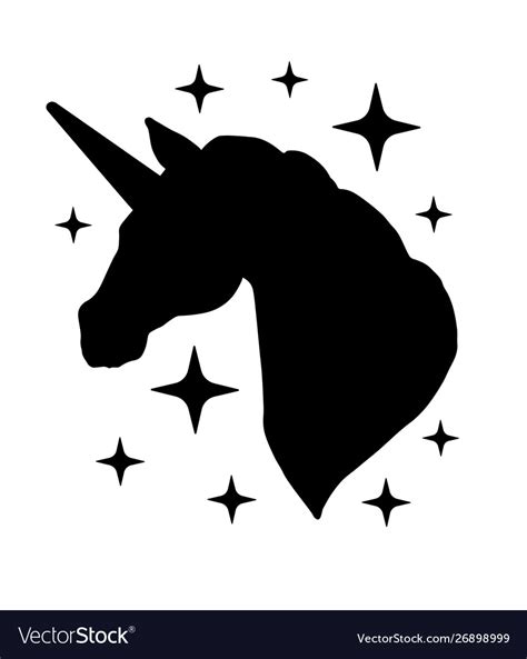 Black Silhouette Unicorn Head Royalty Free Vector Image
