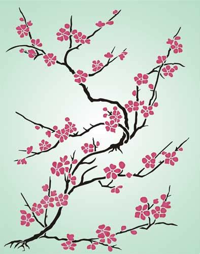 Cherry Blossom Japanese Stencil Design From Stencil Kingdom
