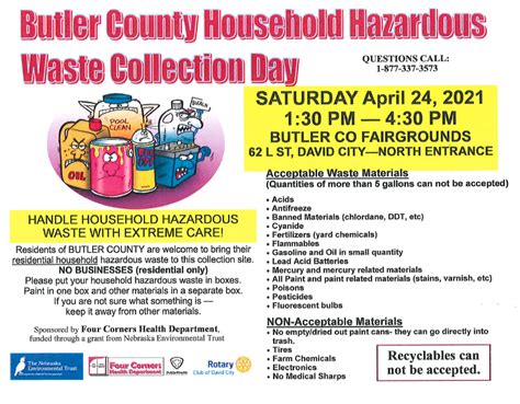 City Of David City Butler County Household Hazardous Waste Collection Day