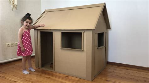 A Kids House Out Of Cardboard Box Youtube