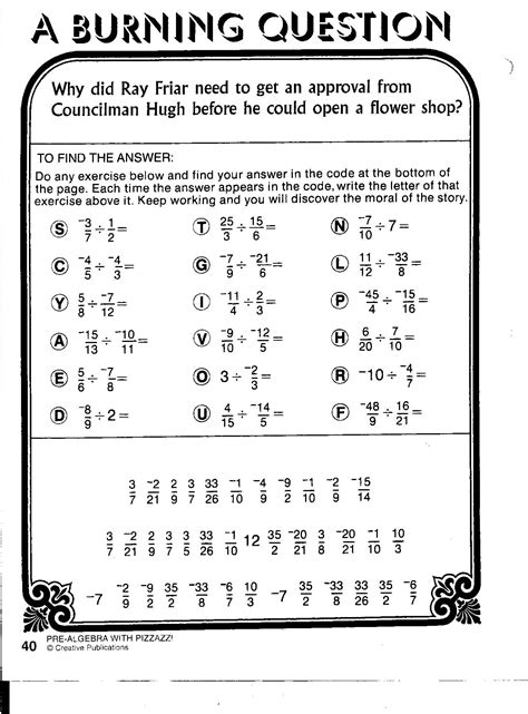 Pre Algebra With Pizzazz Daffynition Decoder Answer Key Worksheets
