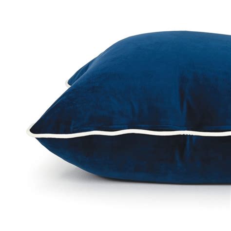 coco piped velvet cushion french navy white piping darcy and duke