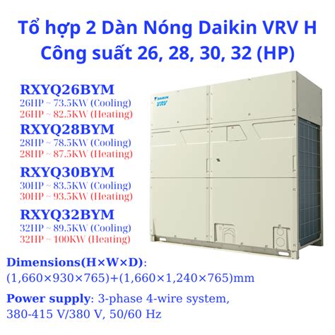 Tổ hợp 2 Dàn Nóng Daikin VRV H 28HP RXYQ28BYM HVAC Việt Nam