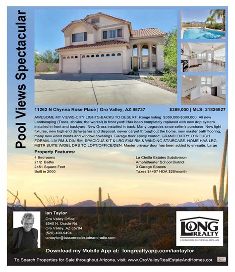 Oro Valley Real Estate 4br Pool Views Open House Sunday