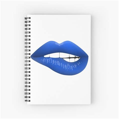 Mouth With Blue Lips Biting Lower Lip Spiral Notebook By Mary Riley