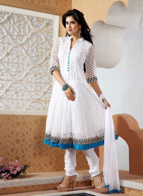 Gorgeous White Net Churidar Suit Salwar Suits Churidar Suits Dresses