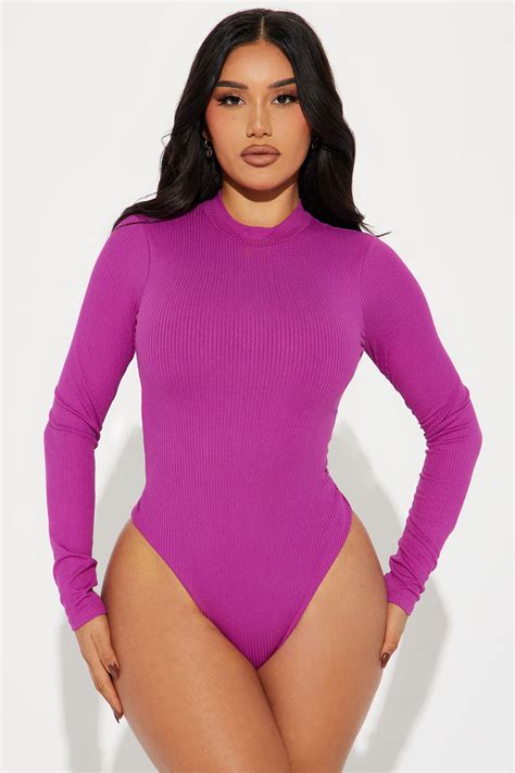 Gina Ribbed Long Sleeve Bodysuit Purple Fashion Nova Basic Tops And Bodysuits Fashion Nova