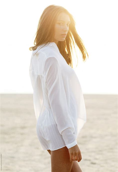 Girl In White Shirt At Beach By Stocksy Contributor Rene De Haan Stocksy