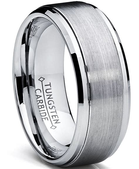 Buy Mens Tungsten Ring Wedding Band Raised Brushed Finish 9mm Sizes 6