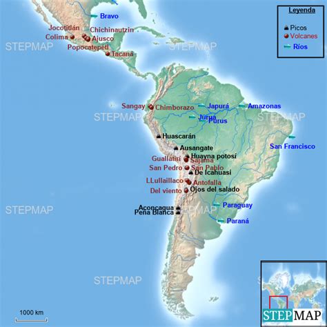 Stepmap Volcanes Picos Y Ríos Landkarte Für Argentina