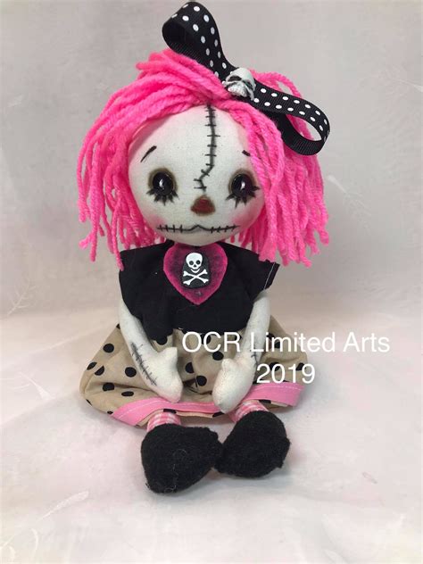 gothic doll lora annie creepy cute rag goth tattered spooky etsy ornamental dolls art dolls