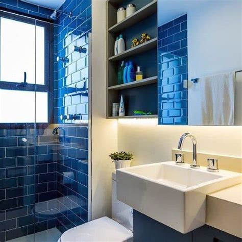 In a smaller bathroom, light. Top 50 Best Blue Bathroom Ideas - Navy Themed Interior Designs