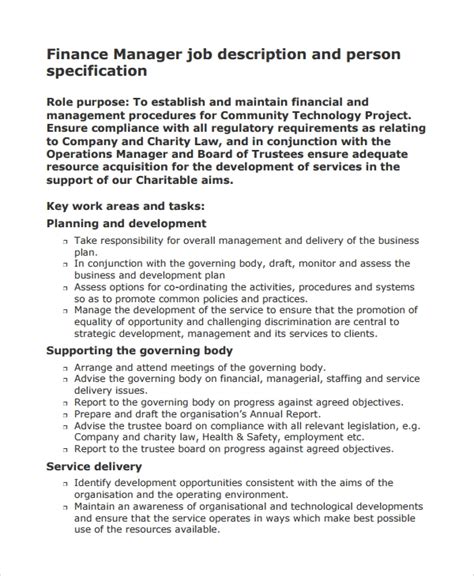 Director of finance job description template. 33+ Job Description Templates | Sample Templates