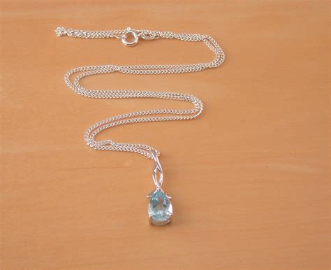 Unique 925 Sterling Silver Blue Topaz Necklace