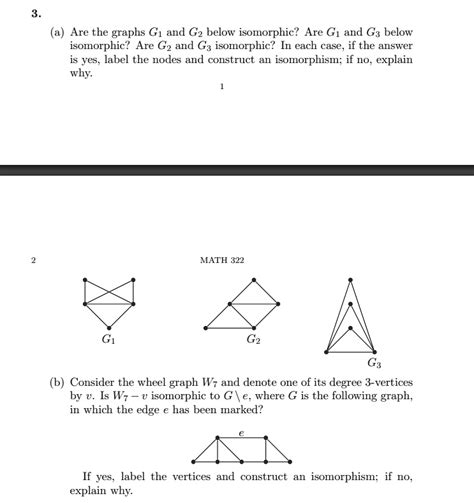 Solved Are The Graphs G1 And G2 Below Isomorphic Are G1 And G3 Below