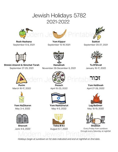 Jewish Holiday Calendar Art Print For 5782 20212022 Etsy