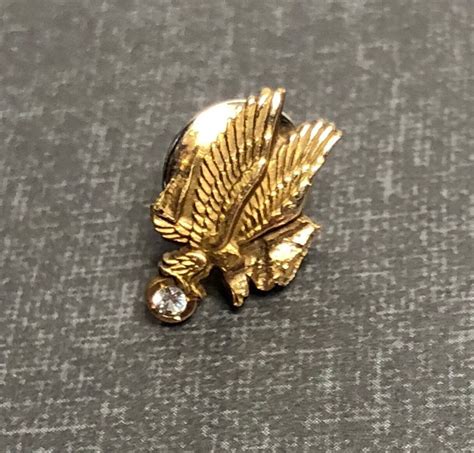 Gold Eagle Lapel Vintage 10kgf Tiny Diamond Masculine Pin Etsy