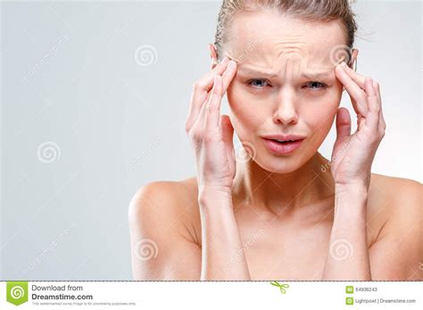 Beautiful Woman Suffering From Acute Headache Stock Image Image Of