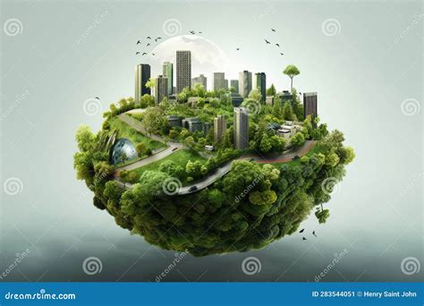 Embrace the Green: a Symphony of Sustainable Living Stock Illustration