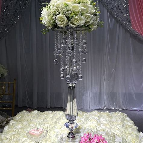 Romantic Acrylic Crystal Wedding Centerpieces Luxury Beads Table