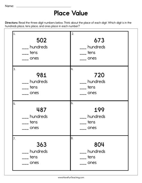 Identify Place Value Worksheet • Have Fun Teaching