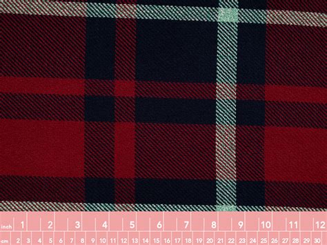 Designer Deadstock Midweight Cotton Twill Plaid Rednavymint