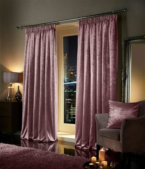 Viceroy Bedding Pair Of Crushed Velvet Curtains Pencil Pleat Tape Top