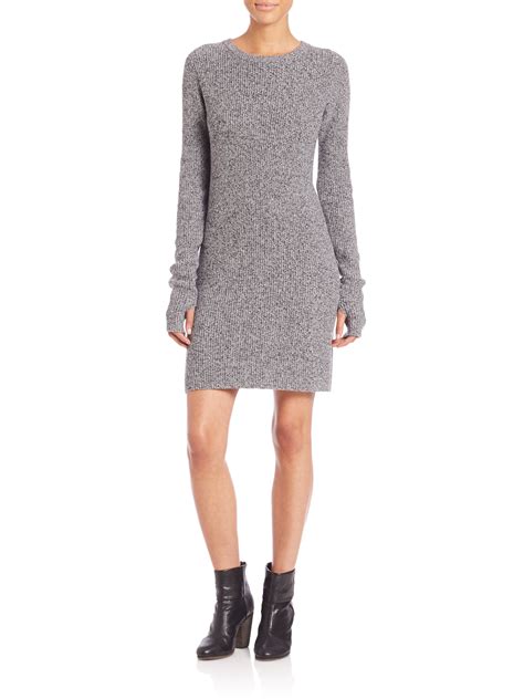 Lyst Currentelliott Easy Wool And Cashmere Sweater Dress In Gray