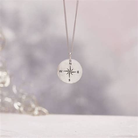 Sterling Silver Compass Necklace Personalised By Attic Compass