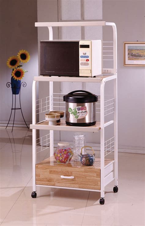 60″h White Microwave Cart W Outlet