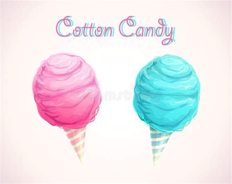 Pink And Blue Cotton Candy Icons Vector Art Stock Vector