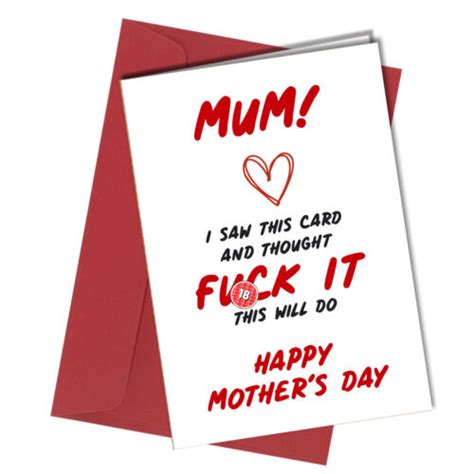 1271 Funny Mothers Day Card This Will Do For Mothers Day Naughty Joke Swear Ebay