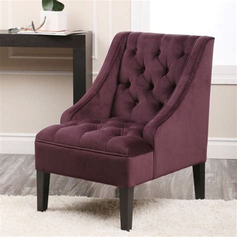 With splashy throw pillows, this inviting accent chair is hard to resist. Abbyson Laguna Tufted Velvet Purple Accent Chair #accent # ...