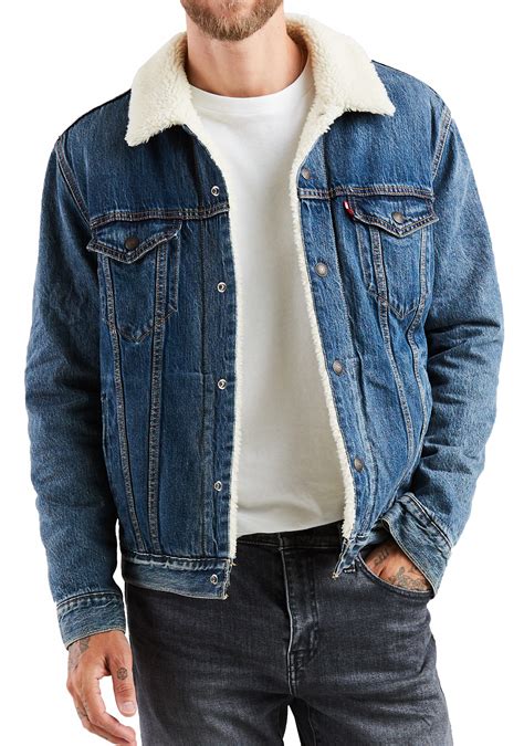levis mens sherpa fur collar denim trucker jacket mayze vintage levi jean coat ebay
